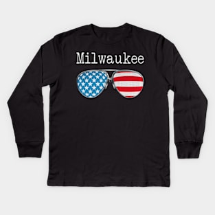 AMERICA PILOT GLASSES MILWAUKEE Kids Long Sleeve T-Shirt